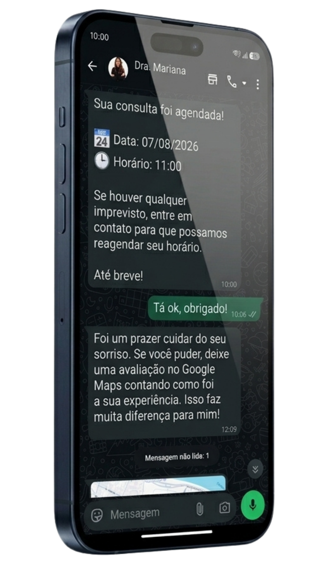 Mockup de automação no WhatsApp do Lyra
